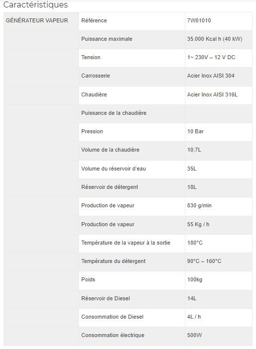 Générateur vapeur STEAM SKY 10 bar - Diesel 40 kW - Monophasé avec double sortie vapeur_1