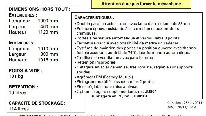Ju300 - armoire de sécurité pour produits inflammables - delahaye - capacité 144 l_1