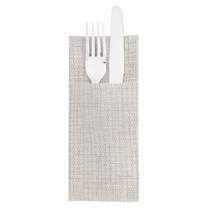 Serviette-étui pour couverts intissé effet matière chocolat 33x40cm - par 700_1