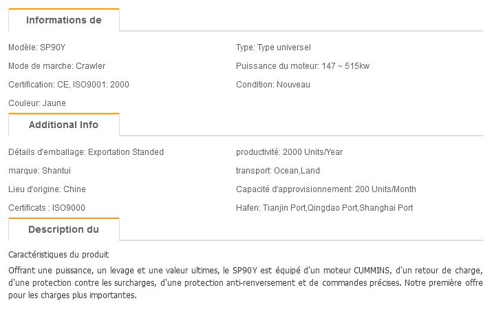 SP90Y - Pipelayer et poseur de canalisation Shantui - 90 tonnes - moteur Cummins et protection anti-renversement_1