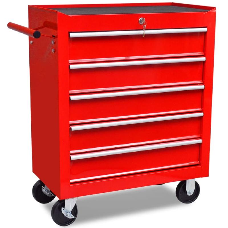 Vidaxl chariot à outils d'atelier avec 5 tiroirs rouge 141954_1