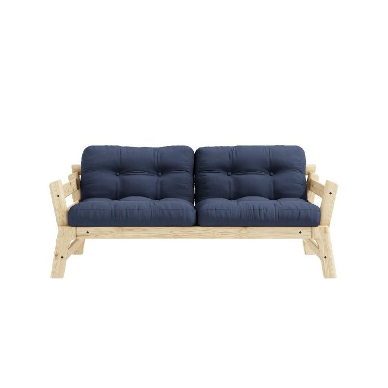 Banquette convertible futon STEP en pin massif - Coloris marine - Couchage 70x200 cm - Design élégant et modulable_1