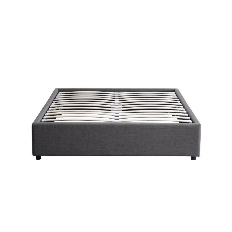 Lit coffre Dorres 160x200 cm - sommier relevable gris foncé avec grand espace de rangement_1