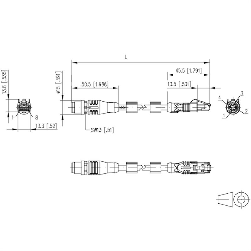 METZ CONNECT Câble Ethernet industriel M12-RJ45, codage D, 1 m_1