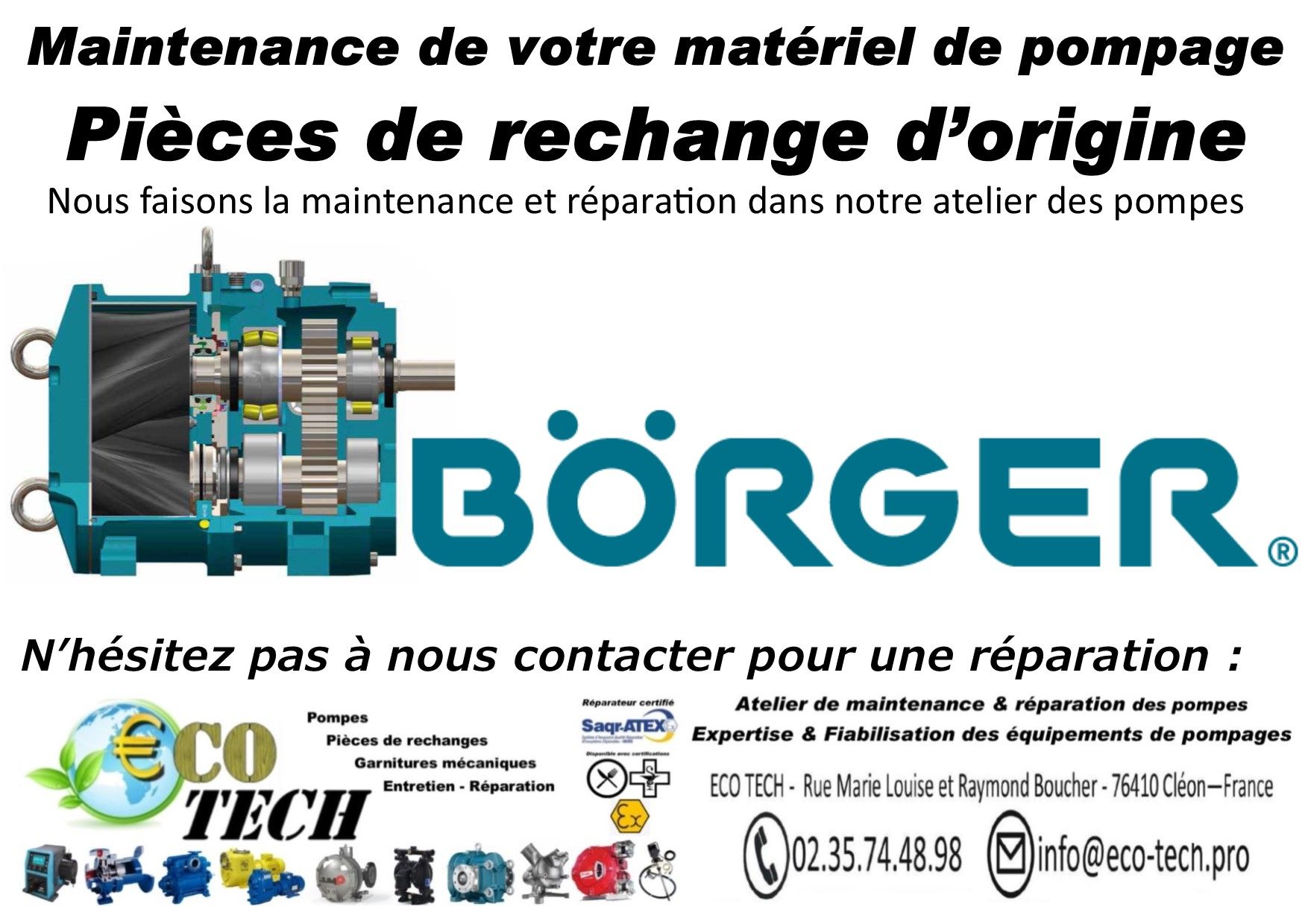 Pompe à lobes Börger sur remorque camion ou véhicule tourisme - retardateur feu et pièces de rechange_1