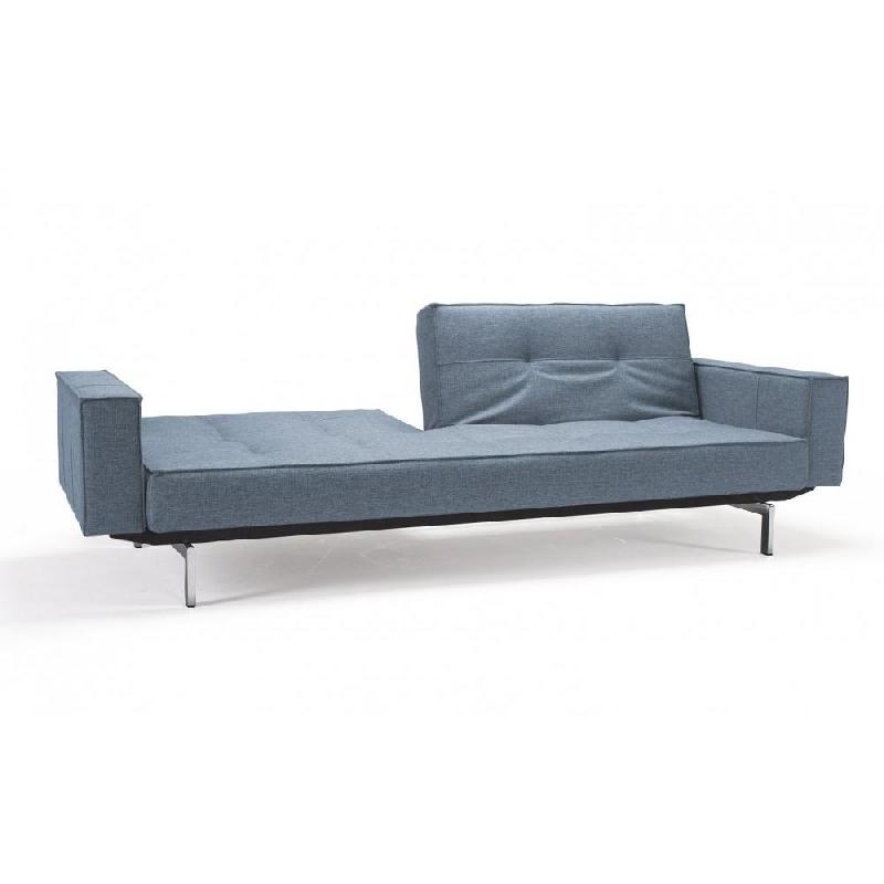 Innovation Living - Canapé convertible Splitback Chrome avec accoudoirs - Lit 115x210 cm - Tissu Mixed Dance Blue_1