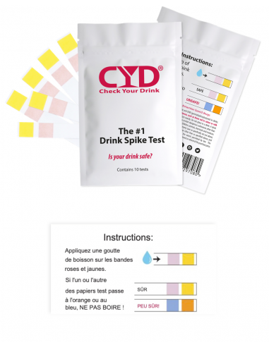 1er Test de Boisson Anti-Drogues - Check Your Drink (CYD) - Osmodyn - Détecteur de Drogues Aminées et GHB_1