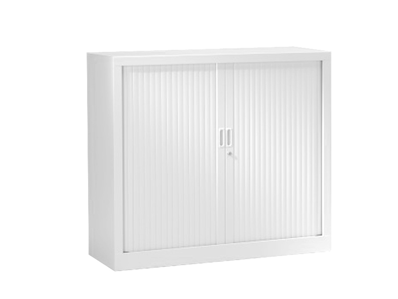 Armoire à rideaux classique unie Factodesk - L120 x H100 - Monobloc avec rideaux PVC et serrure anticrochetage_1