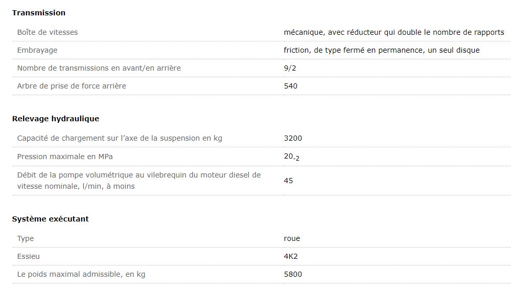 Tracteur agricole Belarus 511.1 - MTZ Belarus - 57/41,9 kW (c.V.) - moteur D-244 - non turbo_1