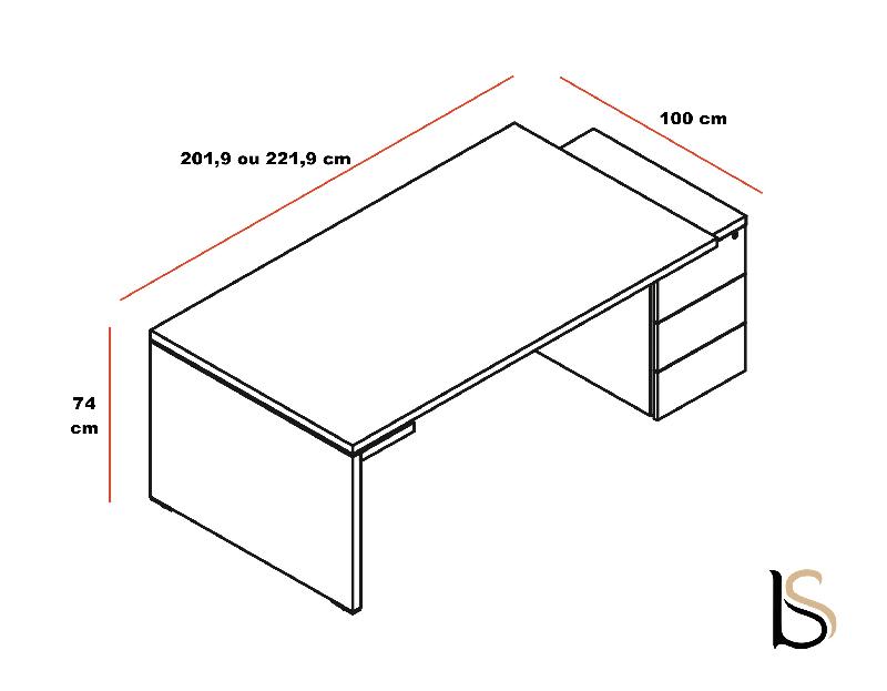 Bureau de direction Mito avec caisson - MDD - 201, Noir, Sycomore foncé_1