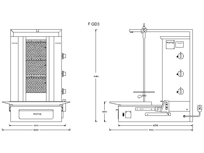 Machine à kebab gaz F GD3 POTIS_1