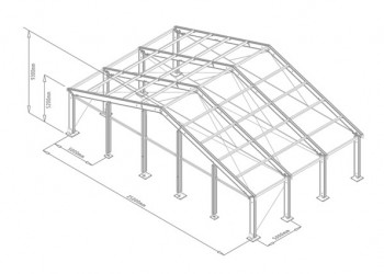 Tente de stockage fermée - structure fixe en aluminium et acier - couverture PVC composite - porte, fenêtre et éclairage inclus_1