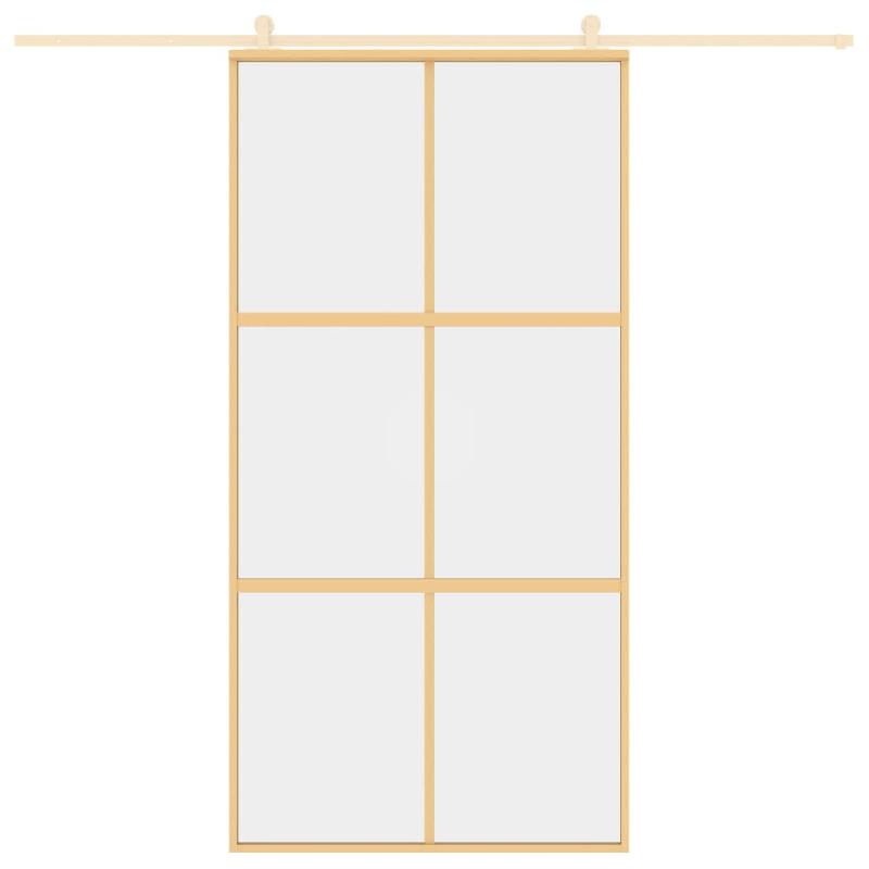 Vidaxl porte coulissante doré 102,5x205cm verre esg clair et aluminium 155156_1