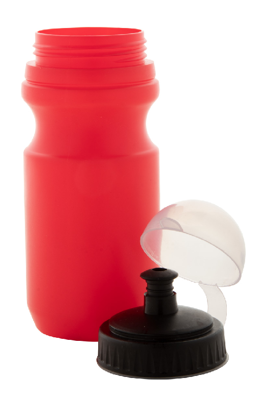 Bidon publicitaire en plastique 550 ml - bouchon transparent - rouge_1