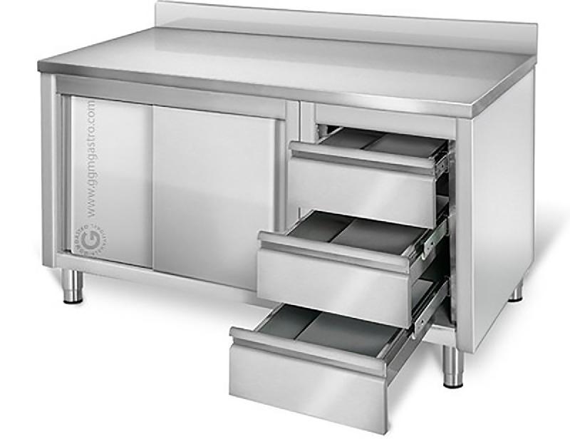 Armoire inox sur pieds 140x60cm - tiroirs à droite_1