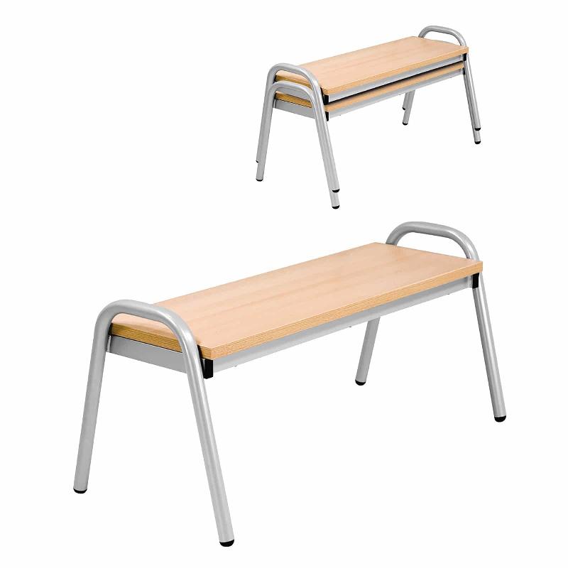 Banc d'école empilable - 5 hauteurs d'assise - Aluminium blanc thermolaqué - EWS.40_1
