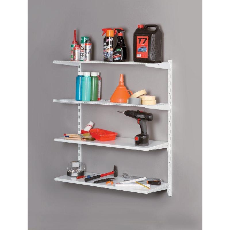 Crémaillère double L100cm Blanc - par 2 - Acier - Fixation facile_1
