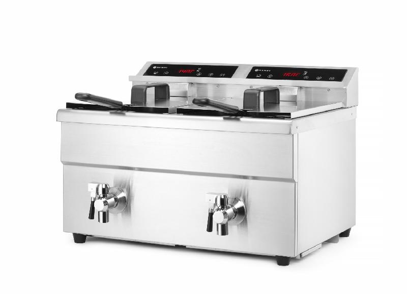 Friteuse à induction avec robinet de vidange 2x8L 230V HENDI_1