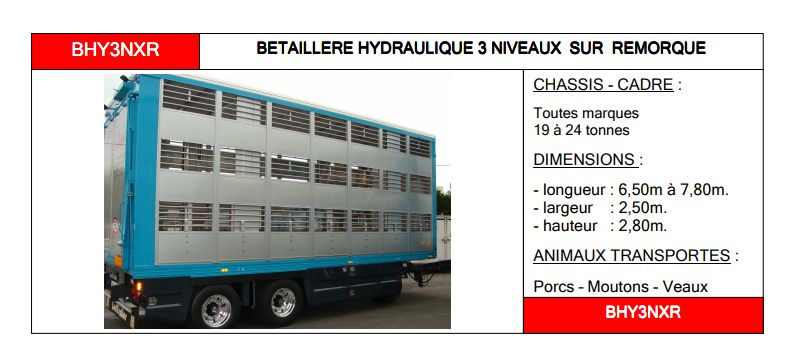 Bhy3nxr - Bétaillère hydraulique 3 niveaux - Carrosserie Guitton - Remorque avec structure aluminium et toit rehaussable_1