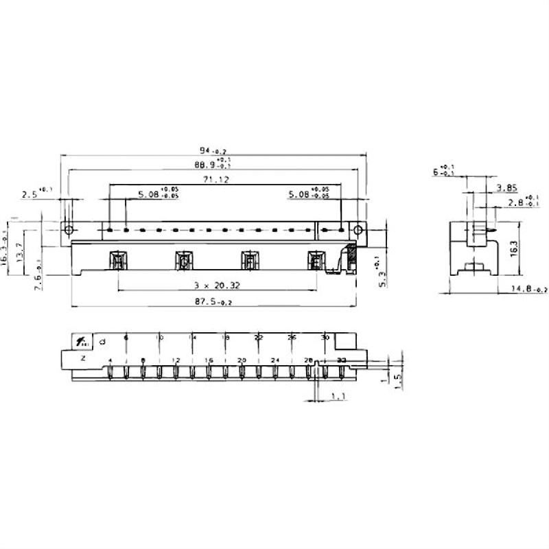 Connecteur SCHROFF de type H, EN 60603, DIN 41612, mâle, 15 contacts, longueur des broches 2.9 mm_1