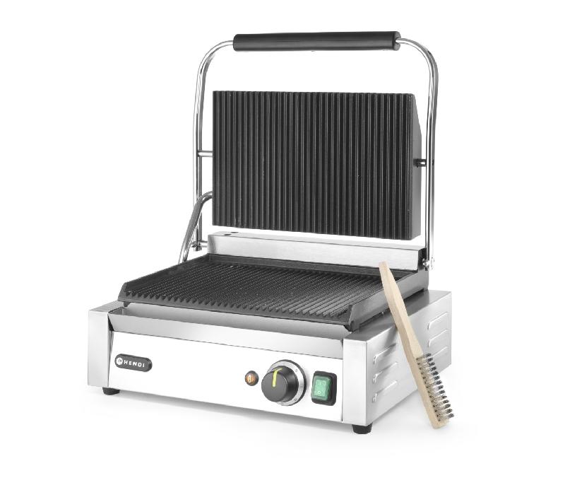 Grill de contact Panini Complètement rainuré 340x230mm HENDI_1