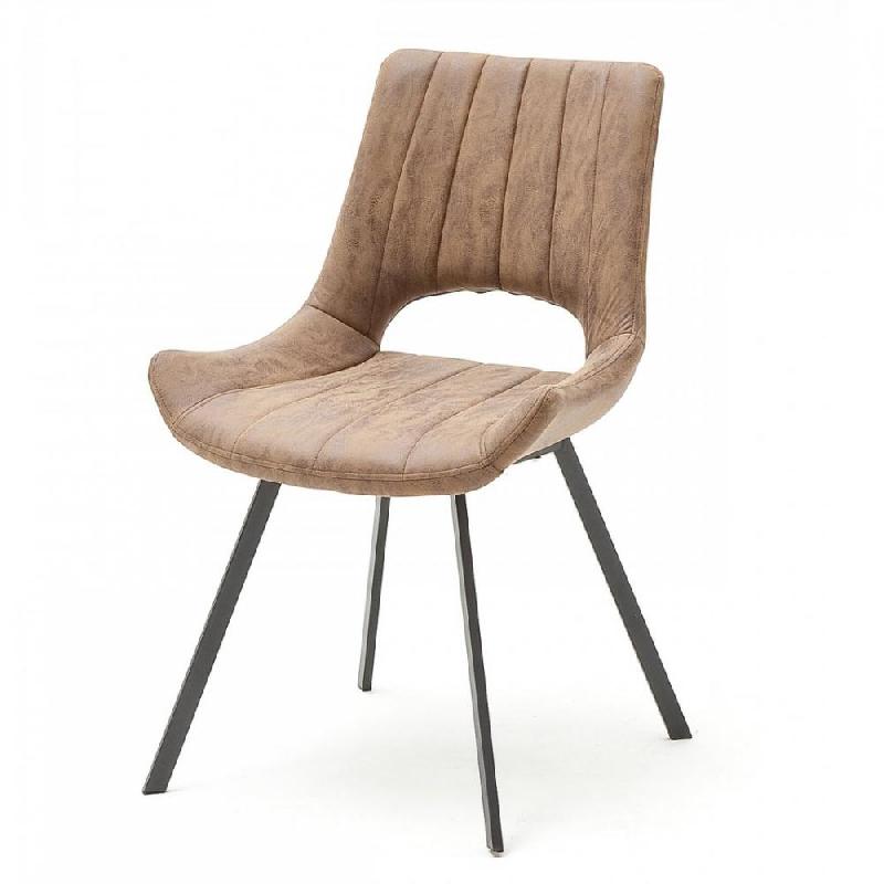 Lot de 2 chaises design ORLY cappuccino - piétement anthracite - tissu garni en mousse polyuréthane_1