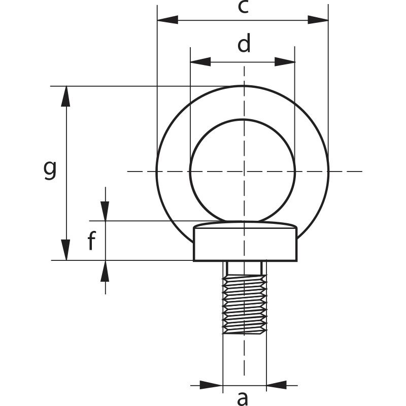 Anneau de levage mâle DIN 580 - REF : 41000 - Acier, capacité 0,07t à 40t, coefficient de sécurité 6_1