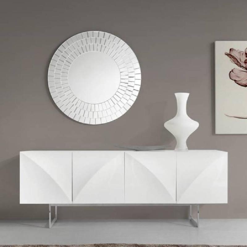 Buffet BARG blanc brillant - Design contemporain avec 4 portes en relief 3D_1