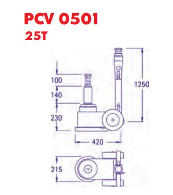 Cric hydropneumatique classique, 1 piston 25t - pasquin - pcv 0501_1