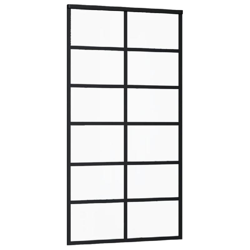 Vidaxl porte coulissante verre esg et aluminium 102x205 cm noir 151019_1