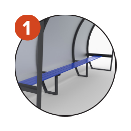 Abri de touche 3 places - protections latérales transparentes - ossature aluminium plastifié - longueur 1,5 m_1