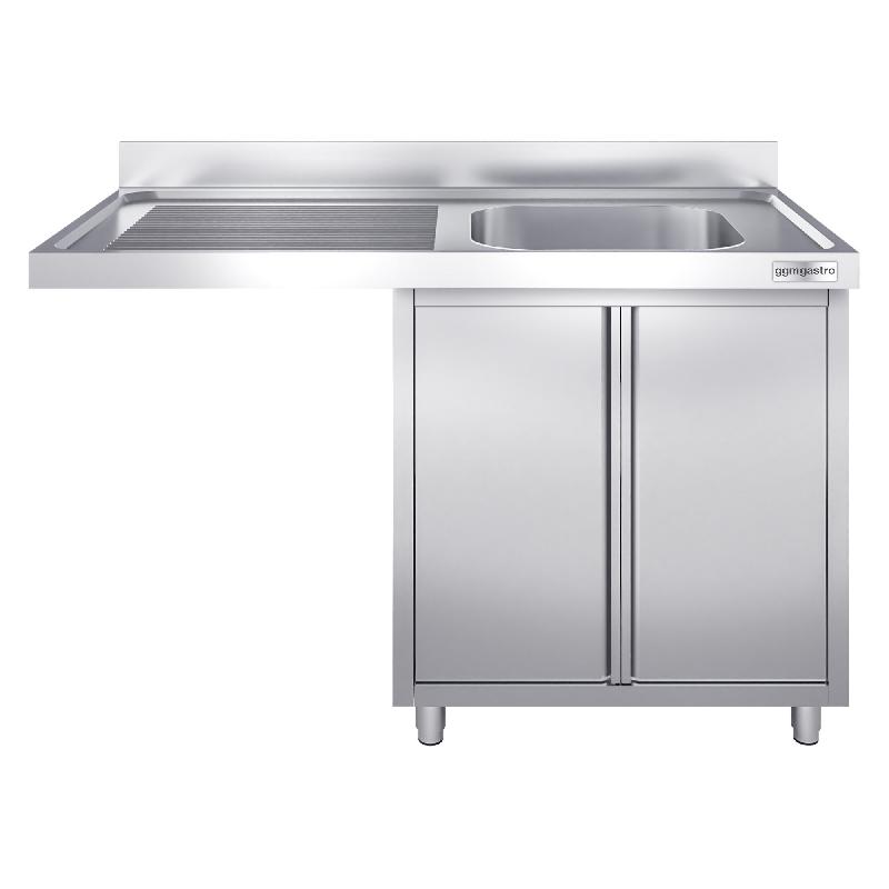 Plonge Inox 1 bac sur placard avec passage lave-vaisselle - P 600 - GGM - 1400 mm bac à droite_1