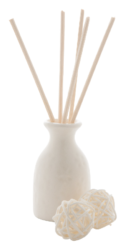 Set diffuseur parfum jasmin - mini vase céramique, 5 bâtons d'encens, 2 pelotes bois - boîte cadeau blanche_1