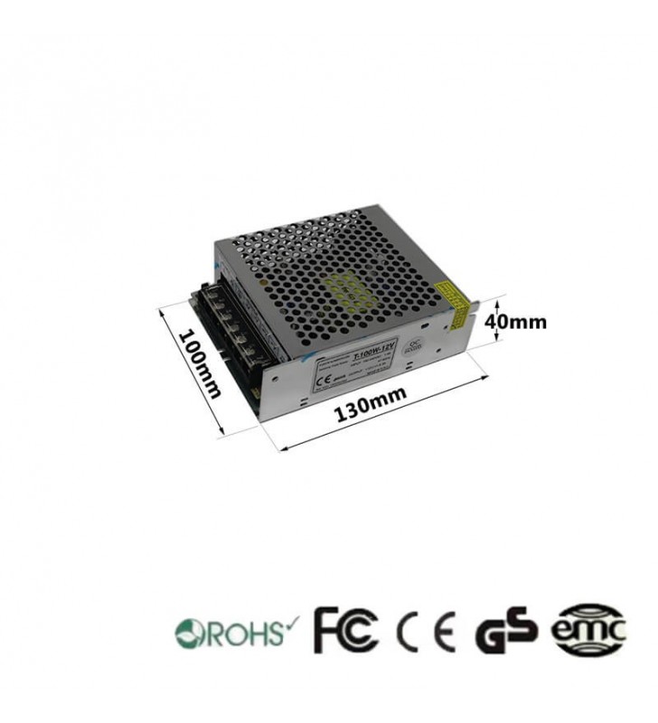 Alimentation 12V continu - 100W - 8.3A - Tecmo - Référence 12V100W - Structure en aluminium_1