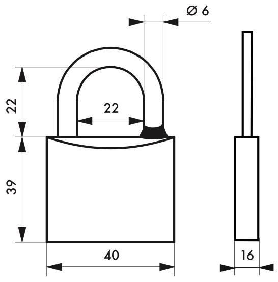 Cadenas à clé Transit 2 - 40 mm - Corps laiton monobloc - Anse acier inoxydable - Haute sécurité_1