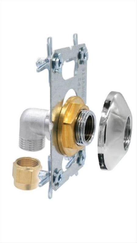 Platine Easy Fix - raccordement PER D16 pour machine à laver - sortie femelle 15x21 avec rosace chromée_1