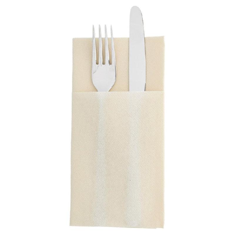 Serviette-étui pour couverts intissé ivoire 40x40cm - par 700_1