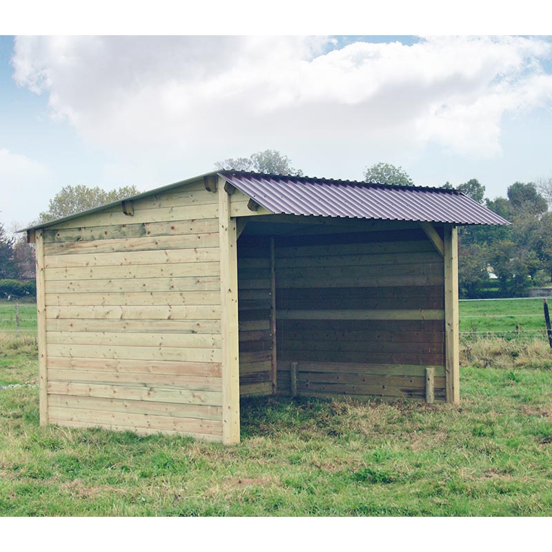 Abri de stockage / structure en bois / toiture en bacacier / bardage en bois / ancrage au sol avec platine_1