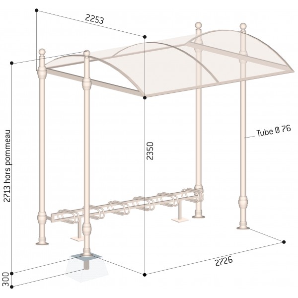 Abri vélo semi-ouvert deco / structure en aluminium / bardage en polycarbonate / pour 6 vélos_1