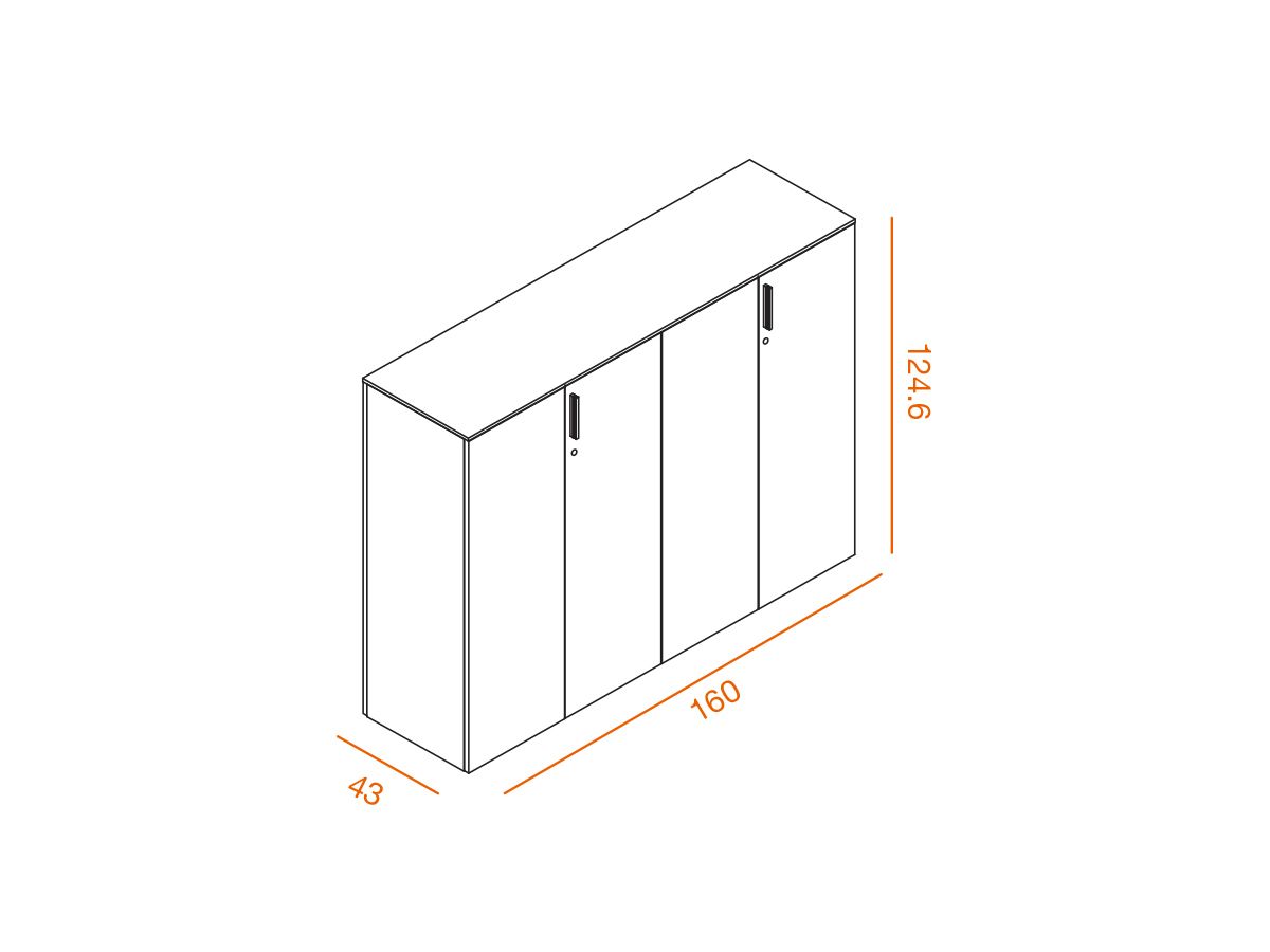Bloc de 2 armoires mi-hautes à portes battantes OMMI - L160 x H125 cm - Bicolore - Fabrication italienne_1