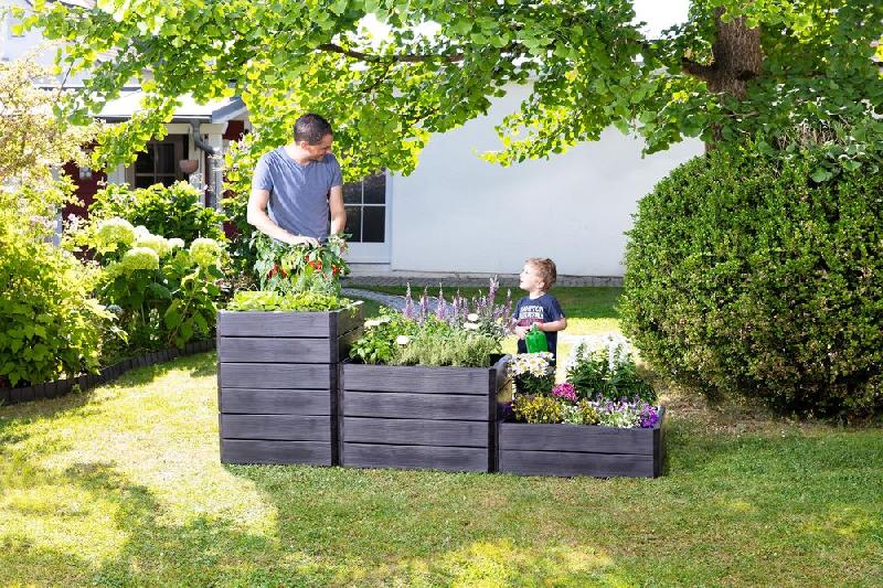 Carré potager ergo Quadro imitation bois - 25 x 80 x 80 cm - Modulable et ergonomique_1