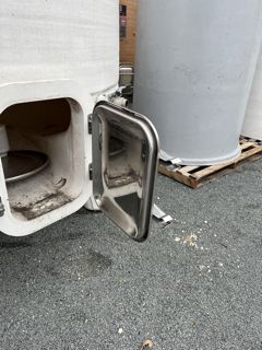 Cuve Rousseau 100HL - sur pieds blanche - Ø 2325 - hauteur 3889 - porte autovidante 420x530 - 2 vannes DN40 et Ø40 - robinet et jauge de niveau_1