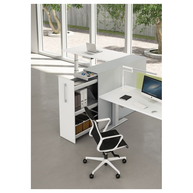 Fauteuil direction Dinamica - haut dossier, structure en nylon blanche ou noire, assise et dossier en résille_1