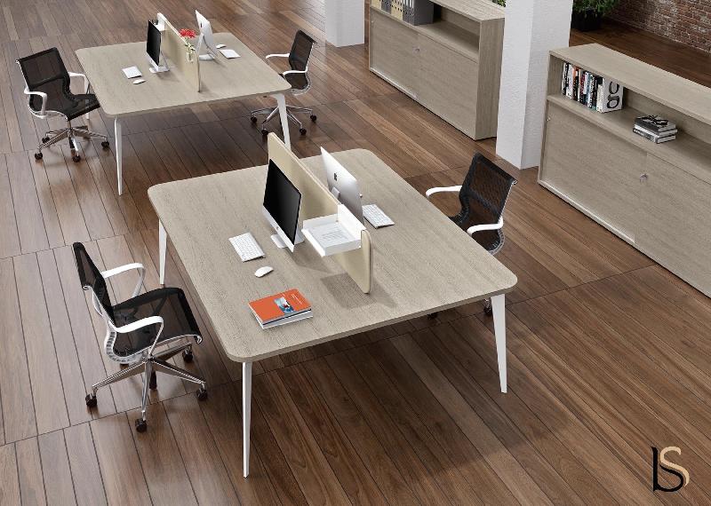 Bureau bench 2 personnes Blade - Alea - Non, 180, Chêne gris_2