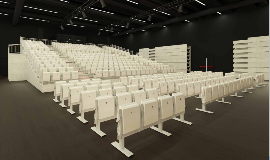 Tribunes mobiles automatiques à ouverture motorisée et ouverture des fauteuils automatique_2