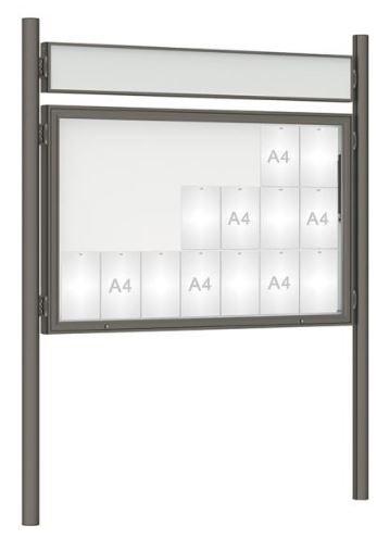 Vitrine extérieure peinte 75 sur poteaux - affichage de 8 à 30 A4 - plexi chocs - serrure de sécurité_1