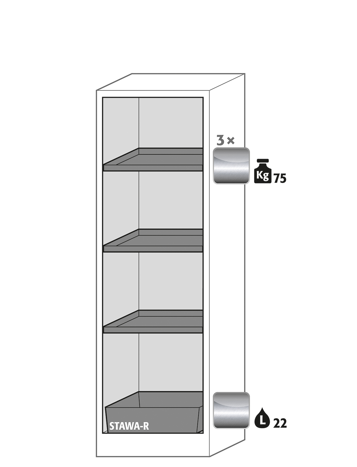 Armoire de sécurité Q-PEGASUS-90 - Modèle Q90.195.060.WDAC - Réf 30074-049-30083 - Type 90 avec portes battantes et socle de transport_1
