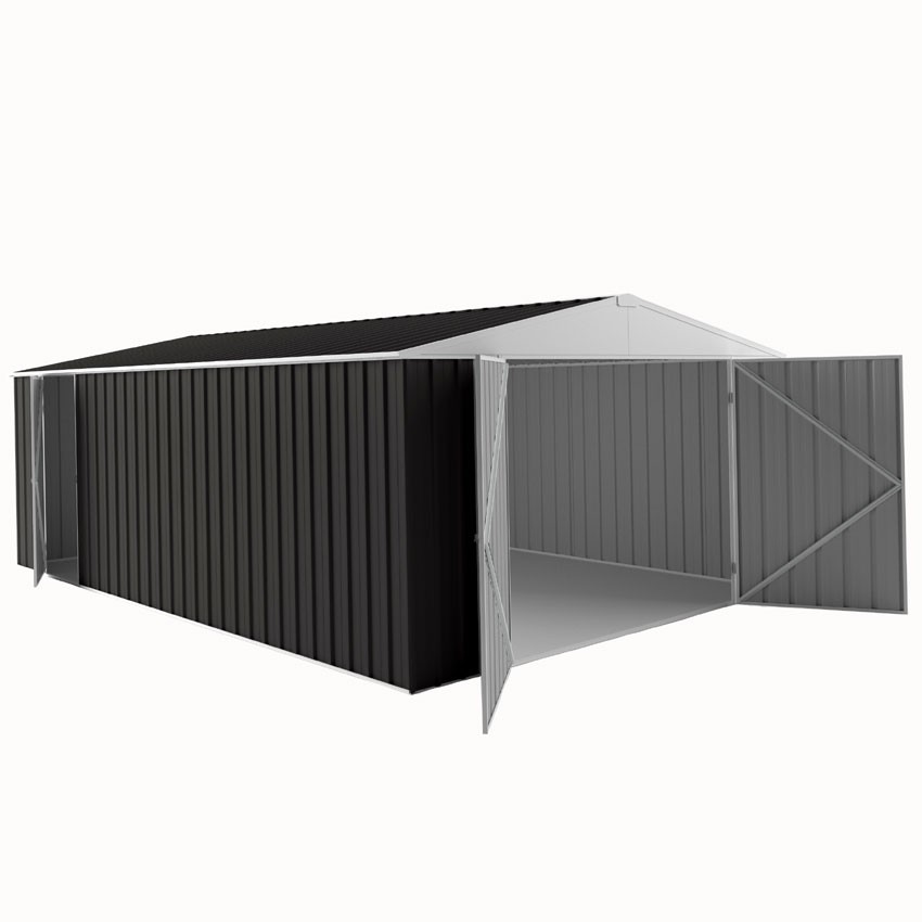 Garage simple métal / 18 m² / toit double pente / porte battante / 6 x 3 x 2.28 m_1