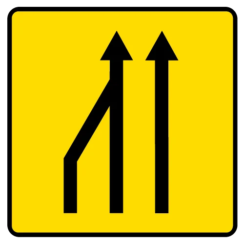 Panneau KD10 - Annonce de la réduction des voies à gauche panneau seul_1