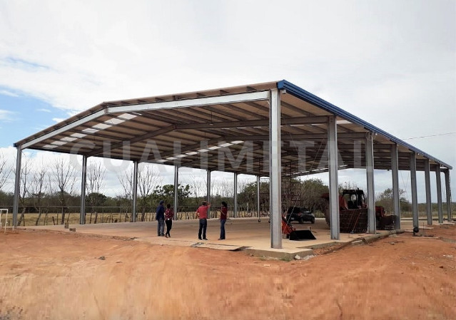 Bâtiment préfabriqué avec auvent ou appentis métalliques - Structure modulaire ECORAPID CUALIMETAL_1